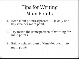Outlining & organizing speech | PPT