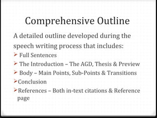 Outlining & organizing speech | PPT