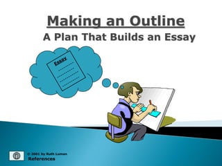 Making an Outline
       A Plan That Builds an Essay




© 2001 by Ruth Luman
References
 