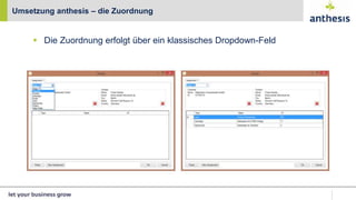  Die Zuordnung erfolgt über ein klassisches Dropdown-Feld
Umsetzung anthesis – die Zuordnung
 