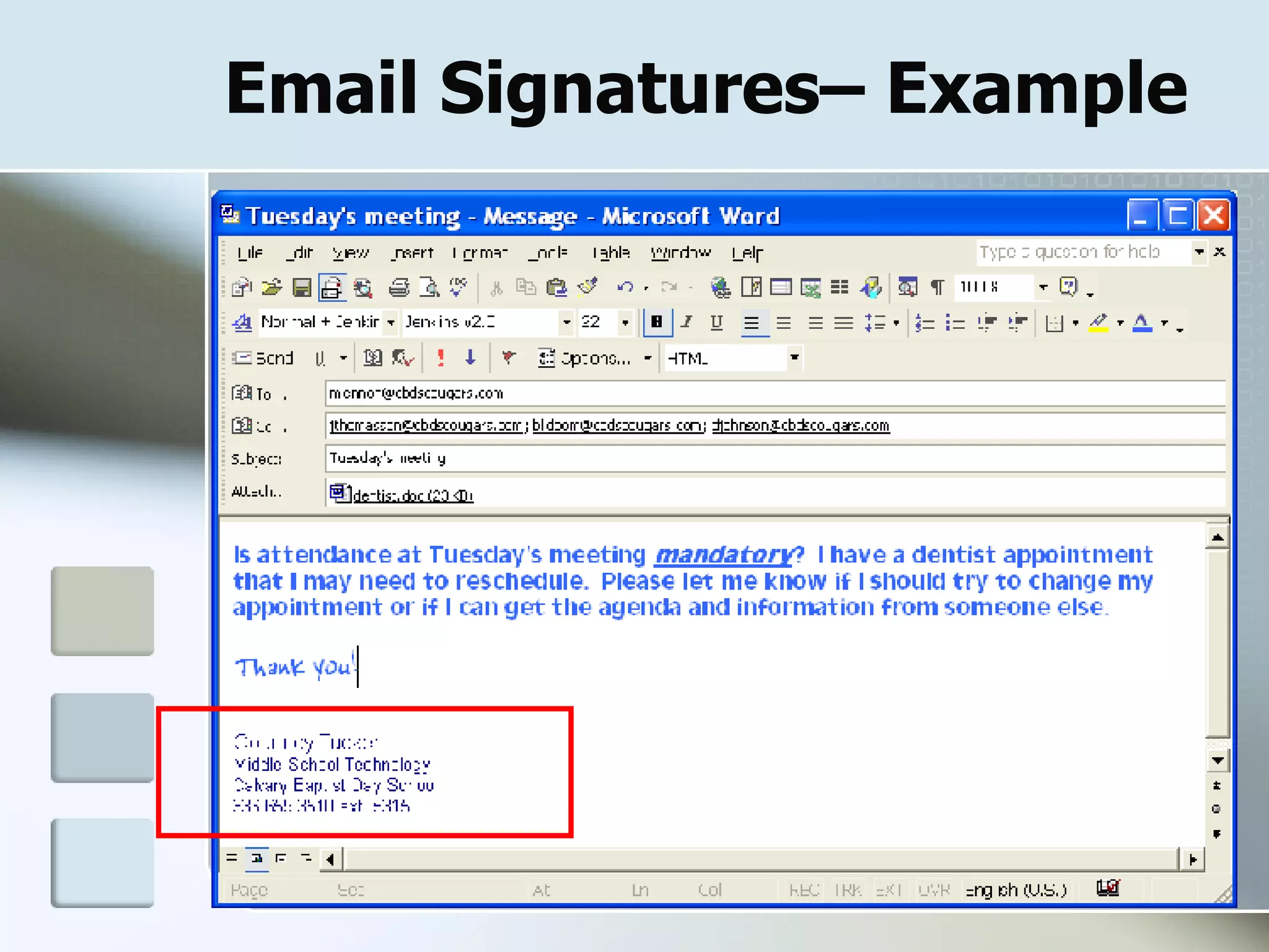 Email Signatures– Example  