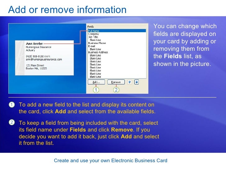 Outlook 2007 Create And Use Your Own Electronic Business Card
