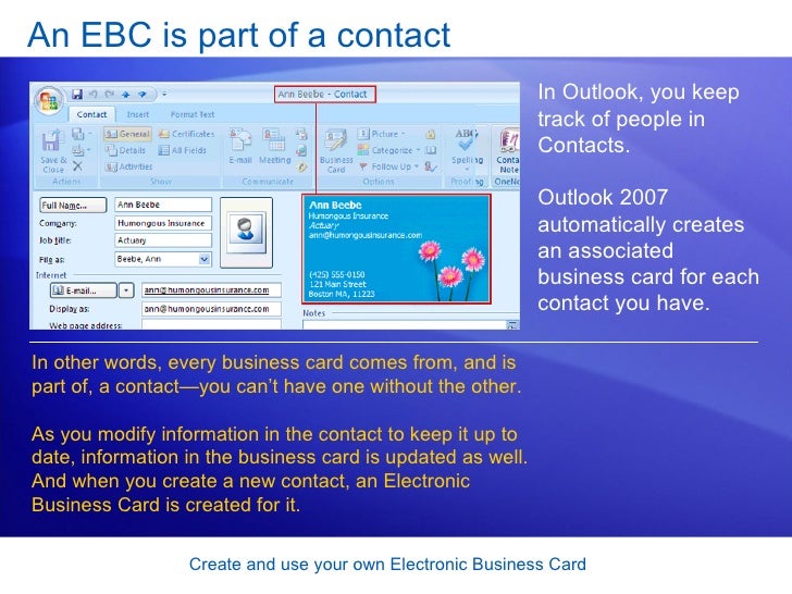 Outlook 2007 Create And Use Your Own Electronic Business Card