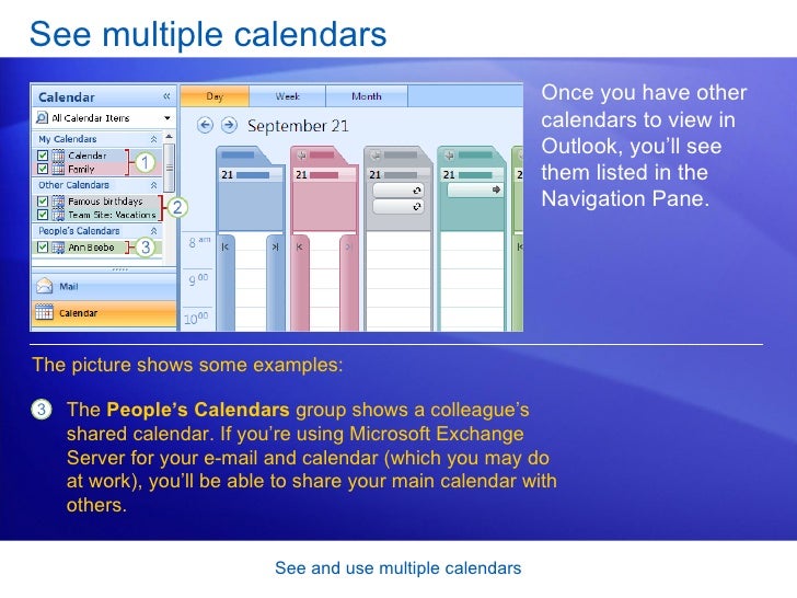 outlook 2007 see and use multiple calendars may 2007 calendars