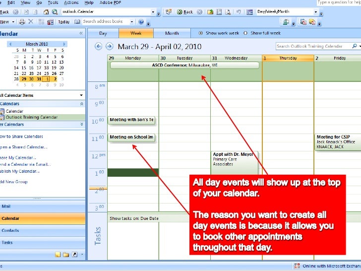 Outlook Calendar 2007 Tasks And All Day Events