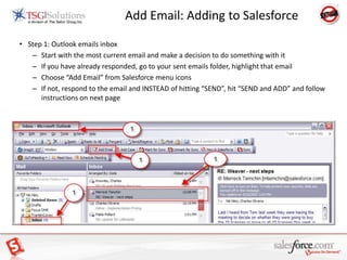 Add Email: AttachmentsAdding Email – Attachments:Step 1	Select the Record you would like the attachment to be attached – Contact or AccountStep 2	Select only the attachments you wish to attachStep 3	Add files from your computer	