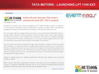 TATA MOTORS :  LAUNCHING LPT 1109 EX2   