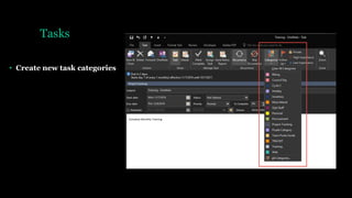 Tasks
• Create new task categories
 