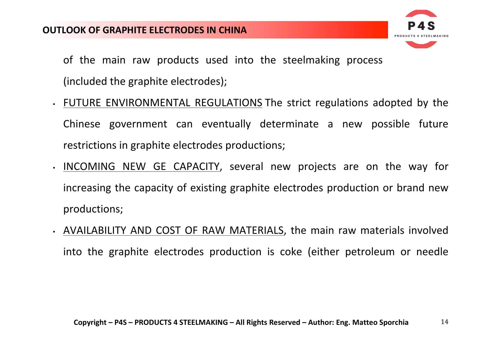 OUTLOOK OF GRAPHITE ELECTRODES IN CHINA (steel, steelmaking, metallurgy ...