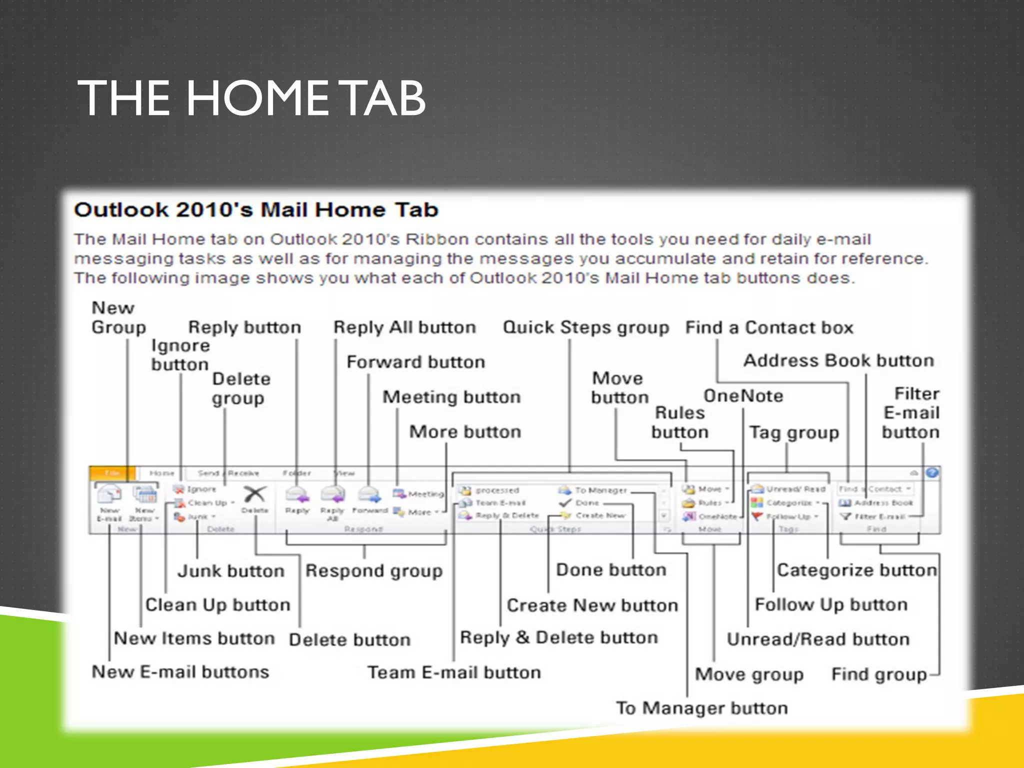 THE HOME TAB
 