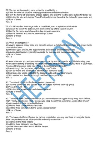 Outlook Questions MS Outlook MCQ Important Questions and Answers | PDF