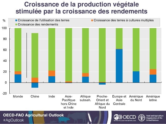 Croissance de la production végétale
stimulée par la croissance des rendements
 