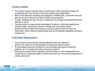 Impact of migration on agriculture and gender - Case study from ...