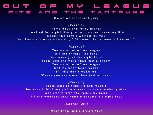 Fitz And The Tantrums Out Of My League Lyrics