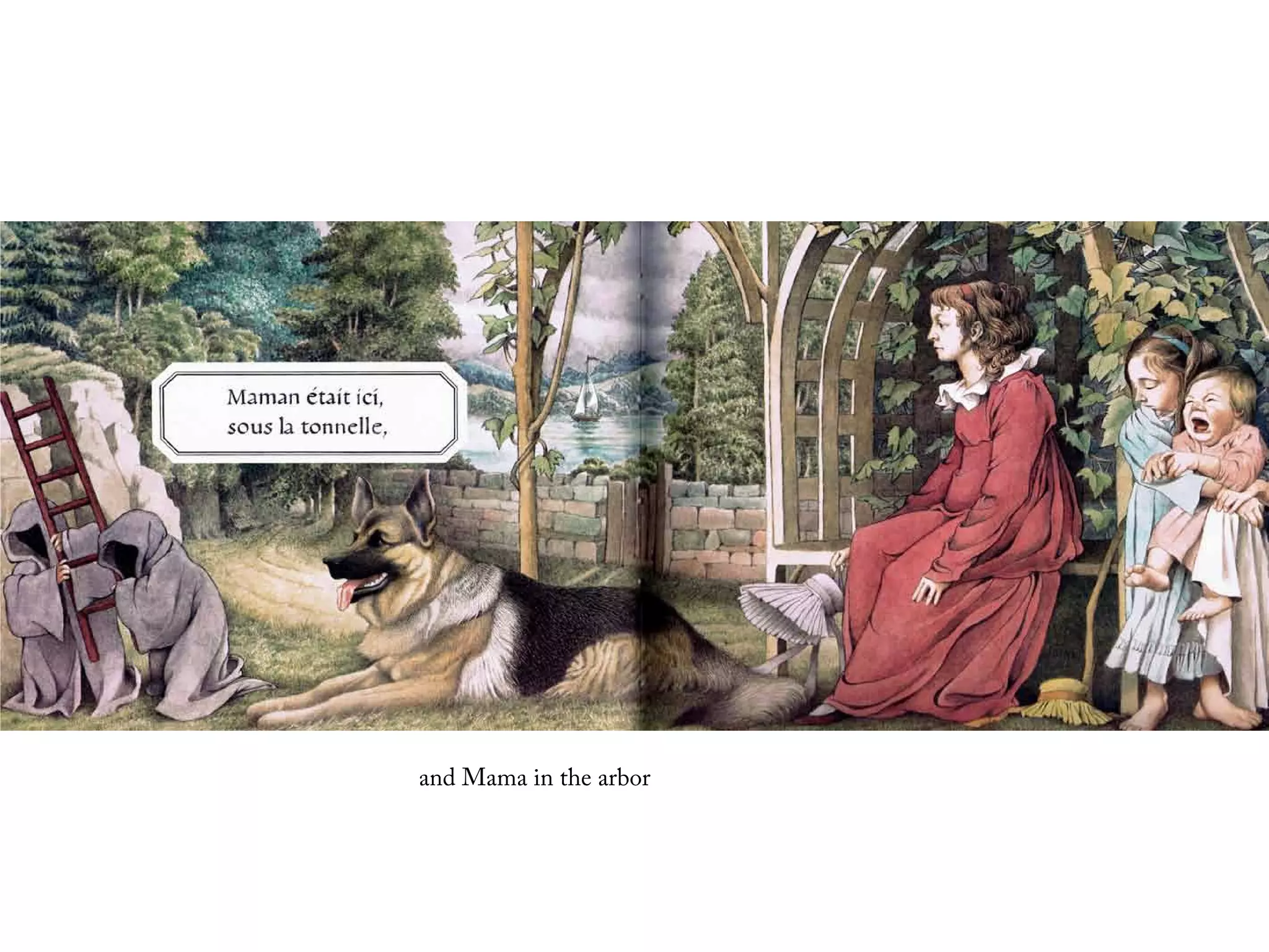 and Mama in the arbor
 