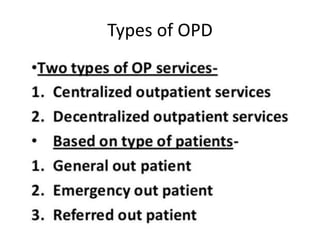 Types of OPD
 