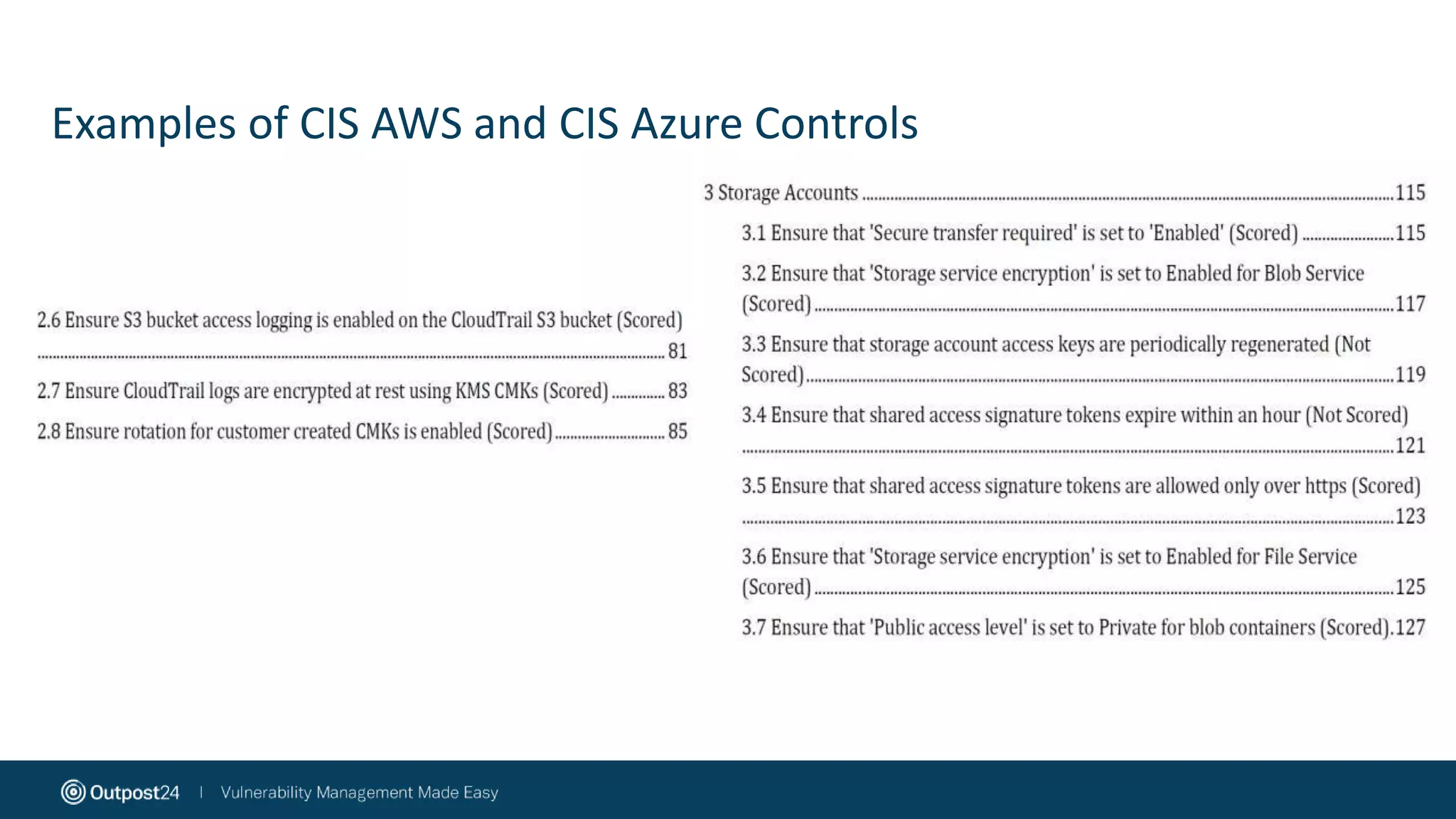 Examples of CIS AWS and CIS Azure Controls
 
