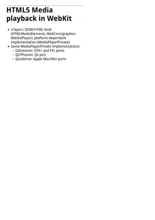 WebKit, HTML5 media and GStreamer on multiple platforms | PDF