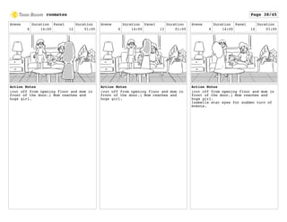 Scene
6
Duration
14:00
Panel
12
Duration
01:00
Action Notes
(cut off from opening floor and mom in
front of the door.) Mom reaches and
hugs girl.
Scene
6
Duration
14:00
Panel
13
Duration
01:00
Action Notes
(cut off from opening floor and mom in
front of the door.) Mom reaches and
hugs girl.
Scene
6
Duration
14:00
Panel
14
Duration
01:00
Action Notes
(cut off from opening floor and mom in
front of the door.) Mom reaches and
hugs girl.
Isabella star eyes for sudden turn of
events.
roomates Page 38/45
 