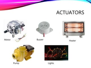 ACTUATORS
Lights
HeaterBuzzerMotor
Pump
 
