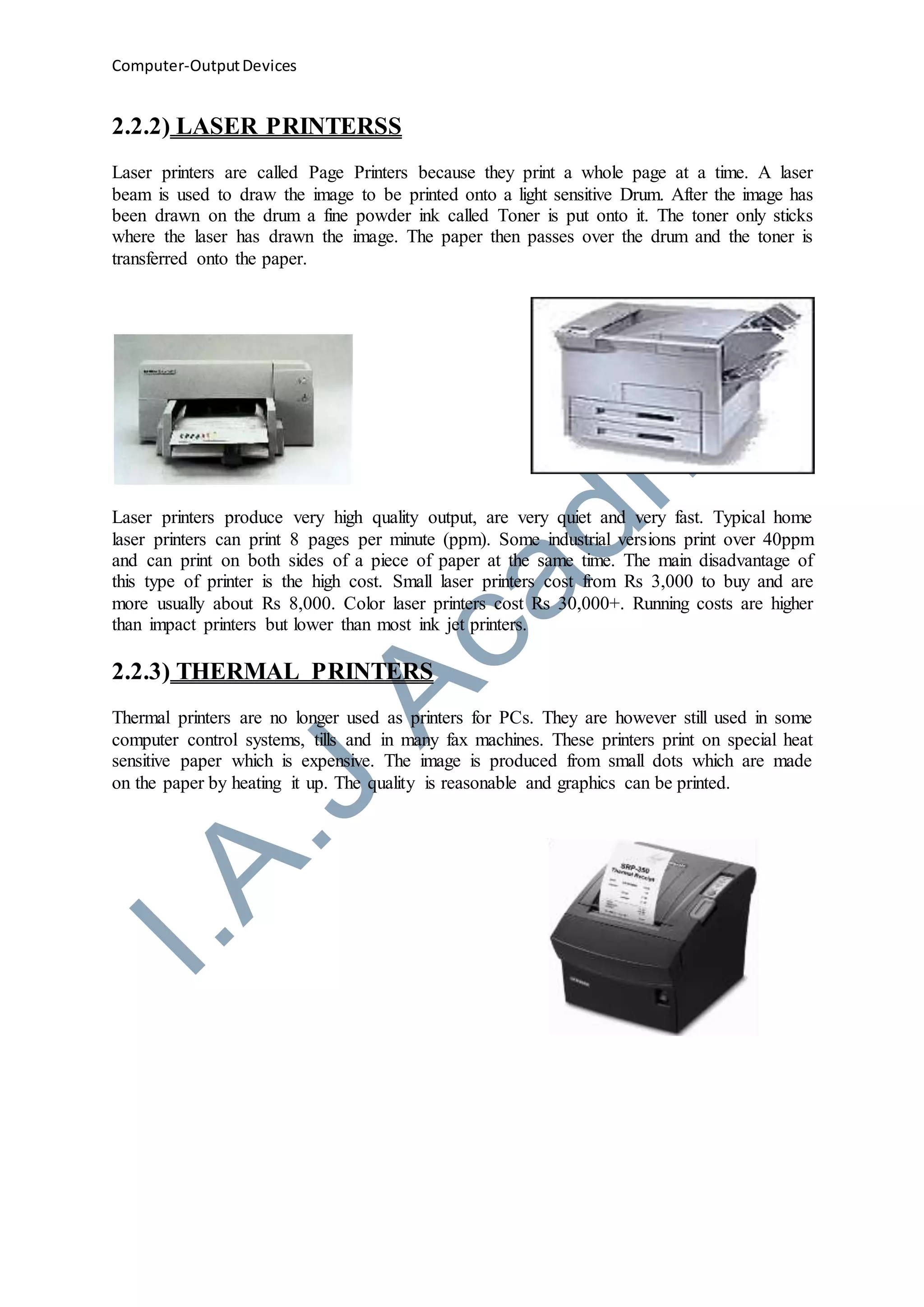 Output devices | DOC | Computer Peripherals | Computing