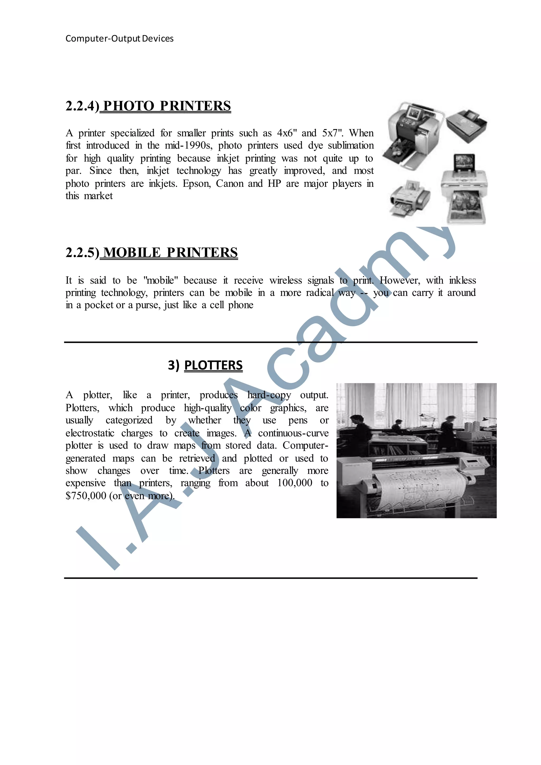 Output devices | DOC | Computer Peripherals | Computing