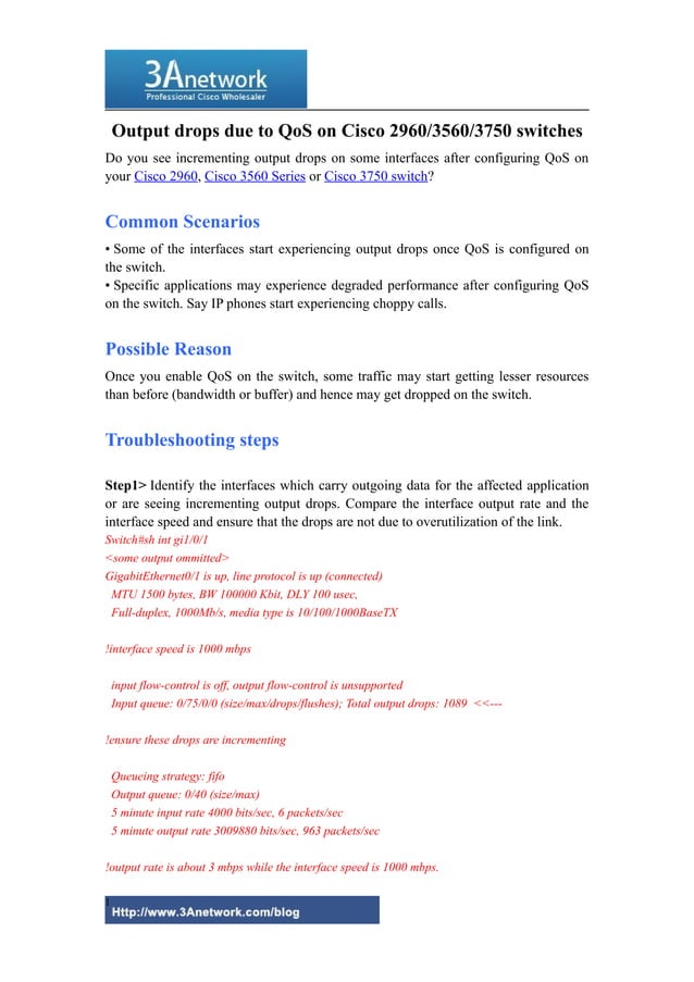 Output drops due to qo s on cisco 2960 3560 3750 switches PDF
