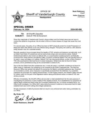 Vanderburgh County Sheriff says he will Not Raid Delta 8 Shops