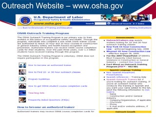 Outreach Website – www.osha.gov

 