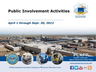 Public Involvement Activities
April 1 through Sept. 30, 2012
 