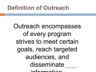 Outreach programme in libraries | PPTX