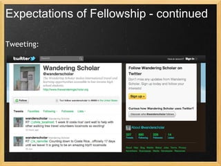 Expectations of Fellowship - continued

Tweeting:
 