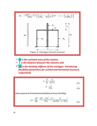 50
 Ac is the sectional area of the column,
 l` is the distance between the columns and
EIo is the bending stiffness of the outrigger. Introducing
flexibility parameters for vertical and horizontal structure,
respectively
 