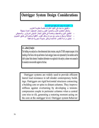 76
‫اﻟﺗﺻﻣﯾم‬ ‫ﻣﻊ‬ ‫ﺗدارﻛﮭﺎ‬ ‫ﯾﺟب‬ ‫اﻋﺗﺑﺎرات‬
-‫ﻟﻠﻌزوم‬ ‫ﻣﻘﺎوﻣﺔ‬ ‫ﺧﺎﺻﺔ‬ ‫اطﺎرات‬ ‫اﻟﻛود‬ ‫ﻓﻲ‬ ‫ﺟﺎء‬ ‫ﻣﺎ‬ ‫ﺗطﺑﯾﻖ‬
‫ﻣﺣﯾطﺔ‬ ‫اﻋﻣدة‬ ‫اﻟﺿﻌﯾف‬ ‫واﻟﺟﺎﺋز‬ ‫اﻟﻘوي‬ ‫واﻟﻌﺎﻣود‬ ‫اﻟﻠدن‬ ‫اﻟﻣﻔﺻل‬ ‫وﺗﺷﻛل‬
-‫اﻟﻣرﻛزي‬ ‫اﻟﺷﺑﻛﻲ‬ ‫اﻟﺟﺎﺋز‬ ‫طﺎﺑﻖ‬ ‫ﻓﻲ‬ ‫وﺧﺎﺻﺔ‬ ‫واﻟﺿﻌﯾف‬ ‫اﻟﻠﯾن‬ ‫اﻟطﺎﺑﻖ‬‫واﻟﻣﺣﯾطﻲ‬
-‫اﻟﺗﺣوﯾل‬ ‫طﺎﺑﻖ‬ ‫ﻓﻲ‬ ‫وﺧﺎﺻﺔ‬ ‫اﻷﻓﻘﯾﺔ‬ ‫اﻟﻘوى‬ ‫وﻧﻘل‬ ‫ﻣﻣرات‬ ‫ﻣﻊ‬ ‫ﺻﻠب‬ ‫ودﯾﺎﻓرام‬ ‫اﻟﺑﻼطﺔ‬
-‫ﺿﺎﻏطﺔ‬ ‫ﻣﺣورﯾﺔ‬ ‫ﺣﻣوﻟﺔ‬ ‫وﺗﺄﺛﯾر‬ ‫اﻟﻸﻋﻣدة‬ ‫ﺗﻘﺎﺻر‬ ‫دراﺳﺔ‬ ‫ﺗﺣﻠﯾل‬
 