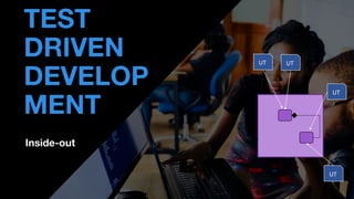 Inside-out
• THOMAS PIERRAIN
(@TPIERRAIN)
TEST
DRIVEN
DEVELOP
MENT
UT
UT
API UT
UT
 