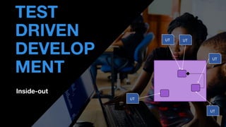 Inside-out
• THOMAS PIERRAIN
(@TPIERRAIN)
TEST
DRIVEN
DEVELOP
MENT
API
UT
UT
UT
UT
UT
 