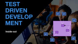 Inside-out
• THOMAS PIERRAIN
(@TPIERRAIN)
TEST
DRIVEN
DEVELOP
MENT
API
UT
UT
UT
UT
UT
UT
 