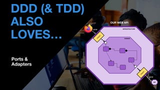 • THOMAS PIERRAIN
(@TPIERRAIN)
DDD (& TDD)
ALSO
LOVES… DOMAIN
HTTP
HTTP
API
INFRASTRUCTURE
OUR WEB API
Ports &
Adapters
 