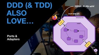 • THOMAS PIERRAIN
(@TPIERRAIN)
DDD (& TDD)
ALSO
LOVE… DOMAIN
HTTP INFRASTRUCTURE
OUR WEB API
Ports &
Adapters
HTTP
API
 