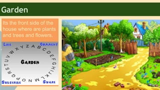 Garden
Its the front side of the
house where are plants
and trees and flowers.

 