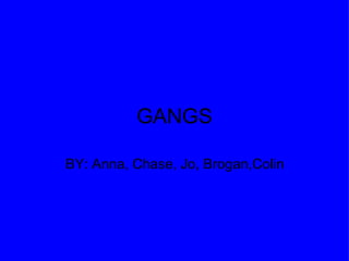 GANGS BY: Anna, Chase, Jo, Brogan,Colin 