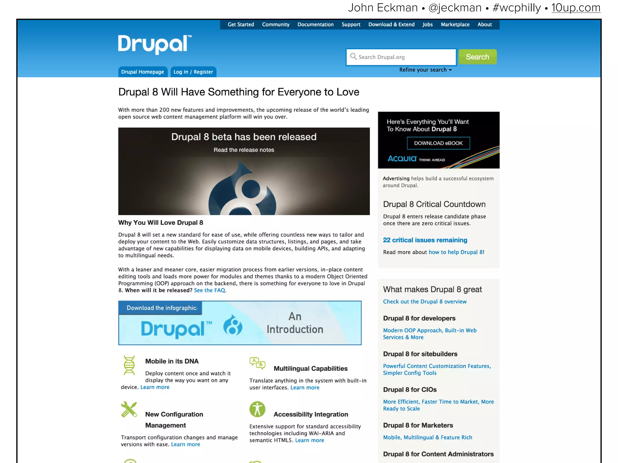 John Eckman • @jeckman • #wcphilly • 10up.com
 