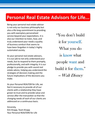 -
-
“You don’t build
it for yourself.
What you do
is know what
people want and
build it for them.”
-- Walt Disney
 