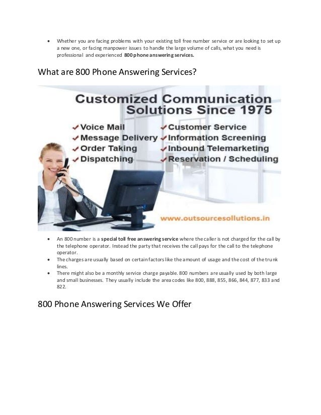 Outsource 800 phone answering services