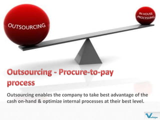 Outsourcing enables the company to take best advantage of the
cash on-hand & optimize internal processes at their best level.
 