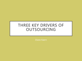 THREE KEY DRIVERS OF
OUTSOURCING
Diane Kaern
 