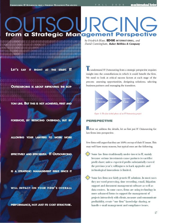 Outsourcing From A Strategic Management Perspective By Friedrich Blas 