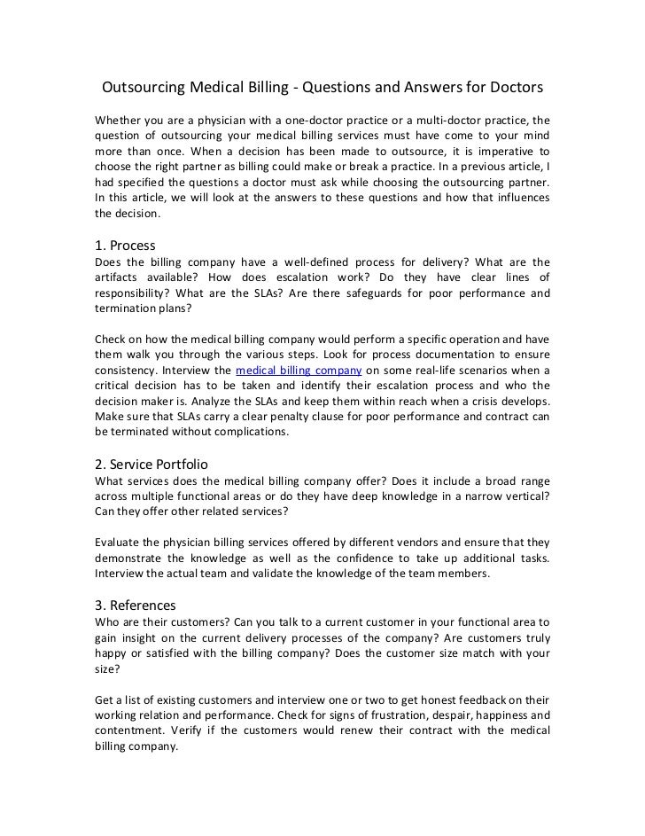 Outsourcing Medical Billing Questions and Answers for Doctors
