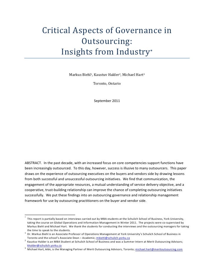 A paper on outsourcing in computer companies