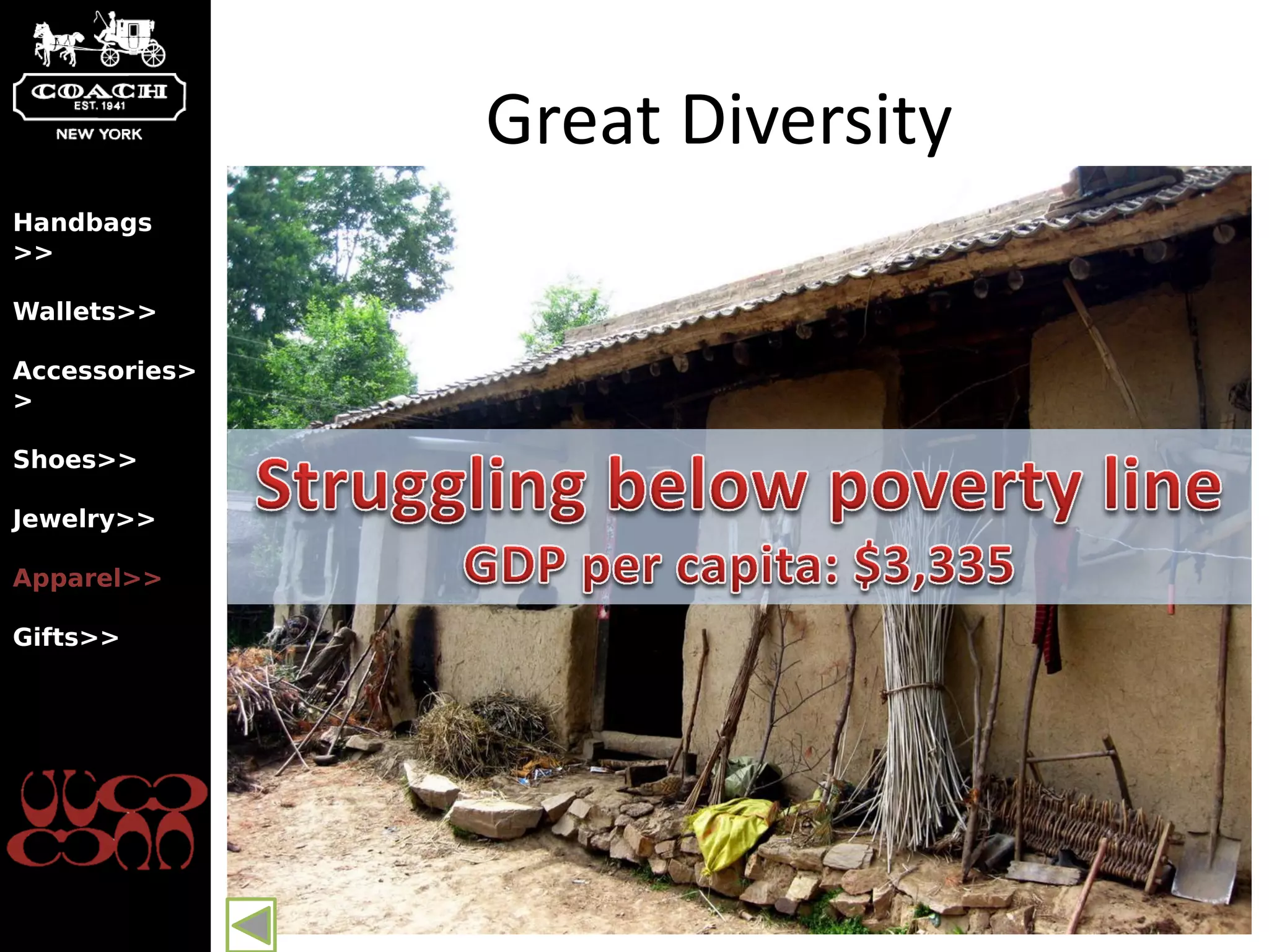 Great Diversity
Handbags
>>

Wallets>>

Accessories>
>

Shoes>>

Jewelry>>

Apparel>>

Gifts>>
 